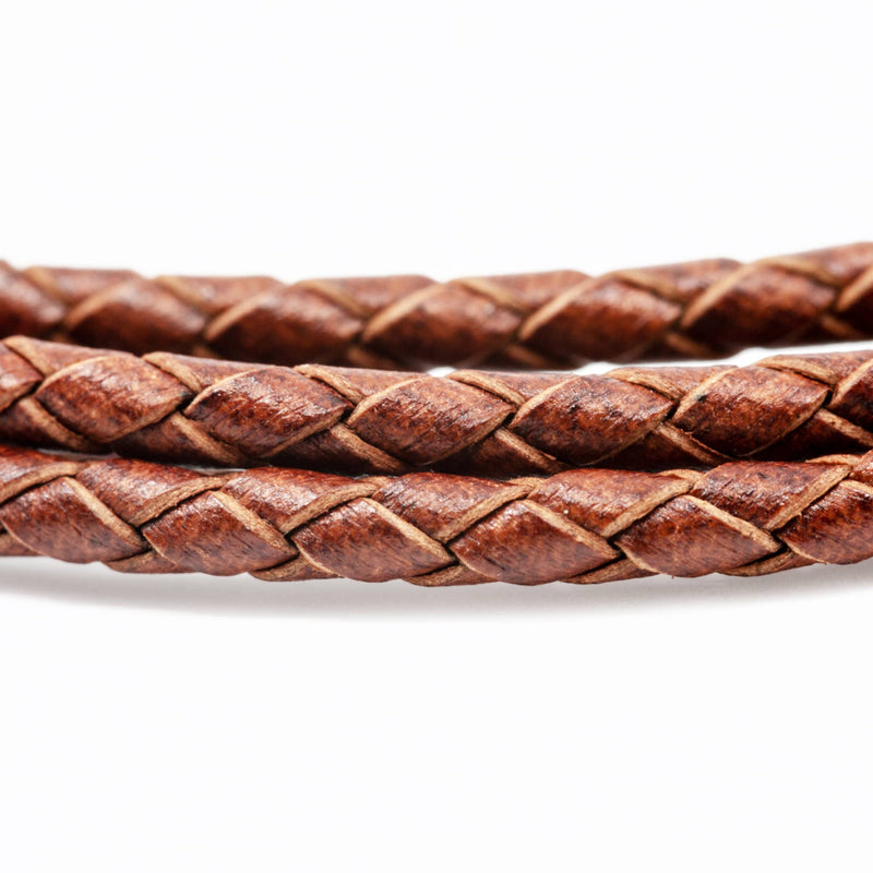 Mens and womens Natural Brown Genuine Leather Wrap Bracelet