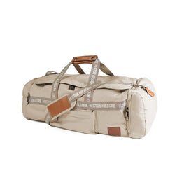 Beige Cream Duffle travel bag carry on gym bag recycled
