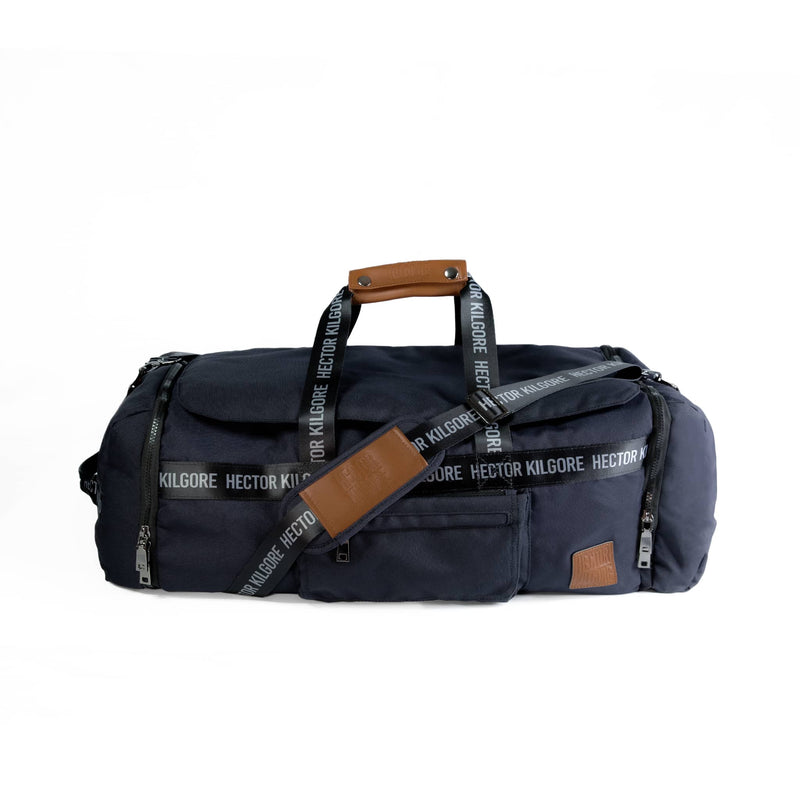 Black Duffle travel bag carry on gym bag recycled
