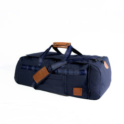 Navy Blue Duffle travel bag carry on gym bag recycled