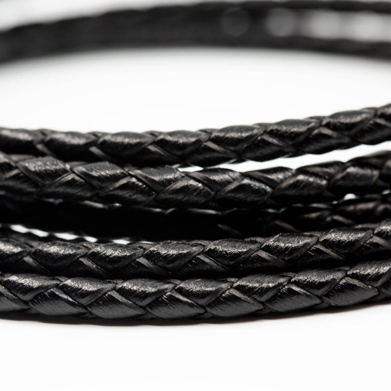 Mens and womens Black Genuine Leather Wrap Bracelet