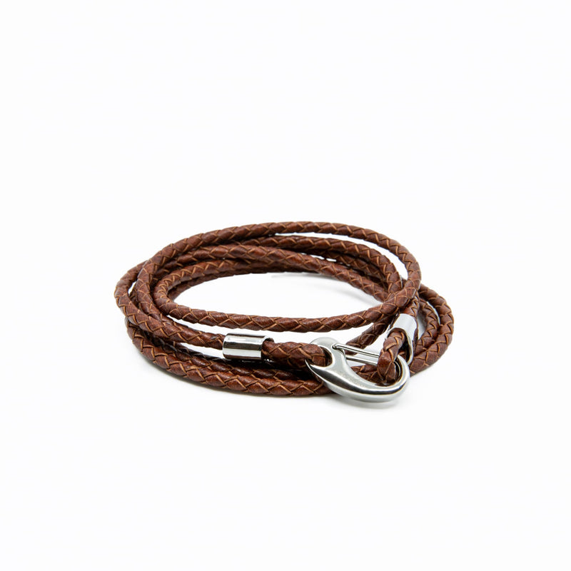 Mens and womens Natural Brown Genuine Leather Wrap Bracelet